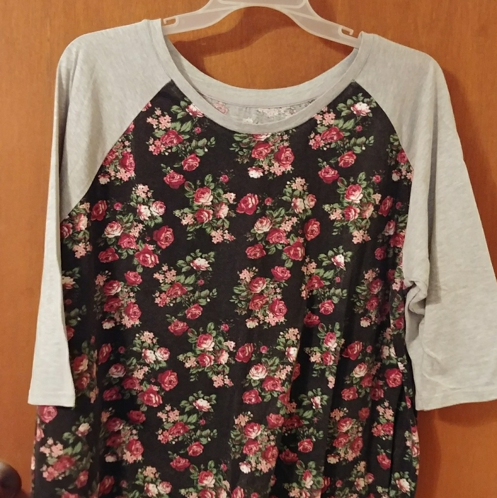 Woman Within Floral Raglan Tee 1X